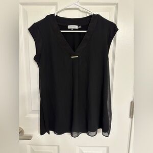 Calvin Klein Classic Black V-Neck Blouse
